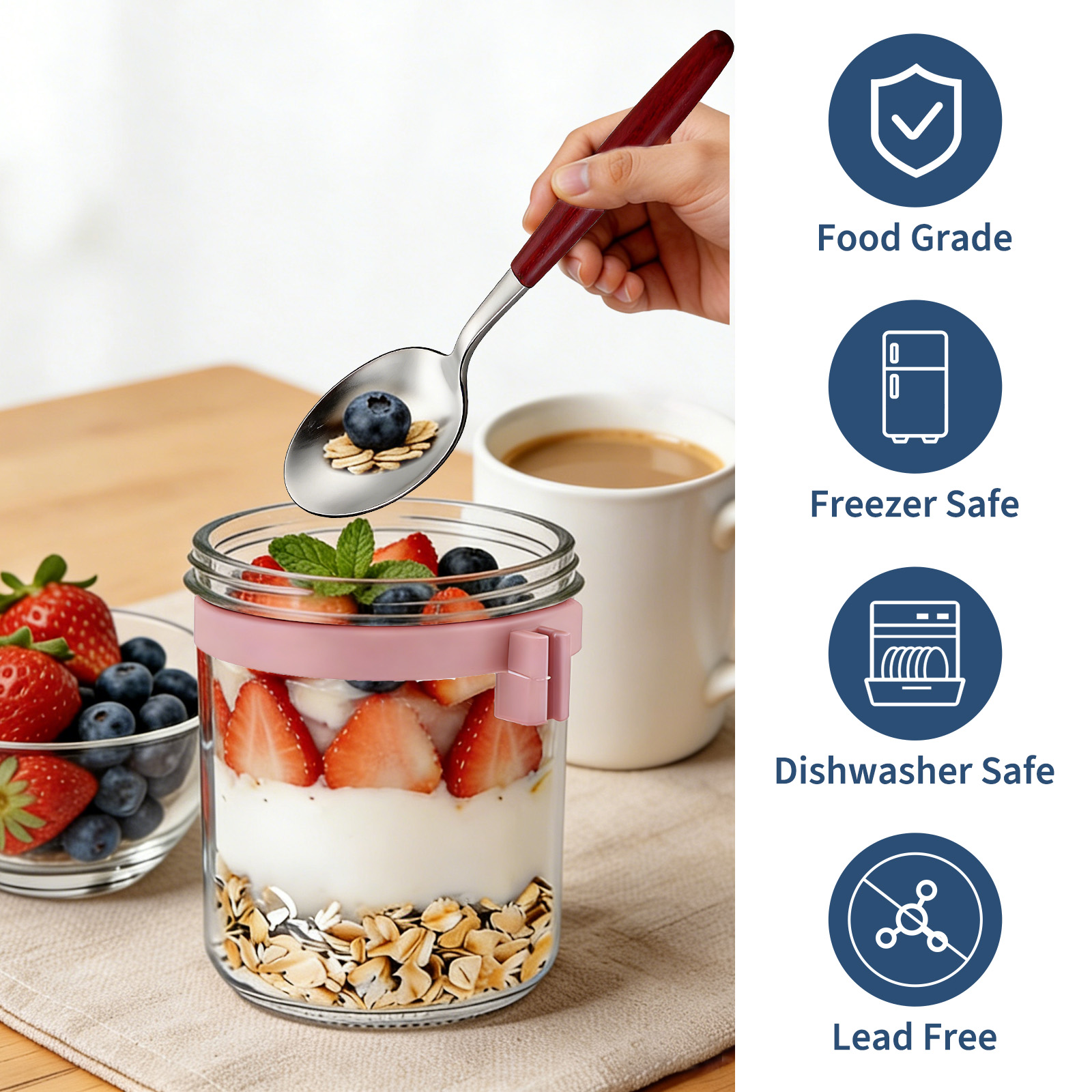Barattoli da 16oz per Overnigh - Meal Prep Yogurt Cups recensione e prezzo