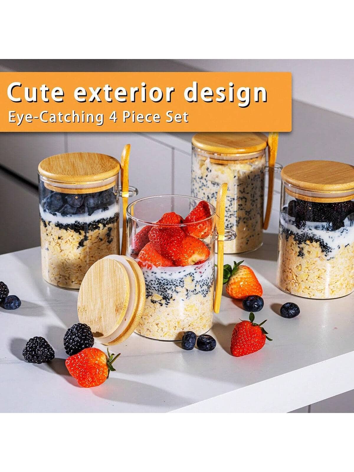 Set di 4 Barattoli per Overnig - Meal Prep Yogurt Cups recensione e prezzo